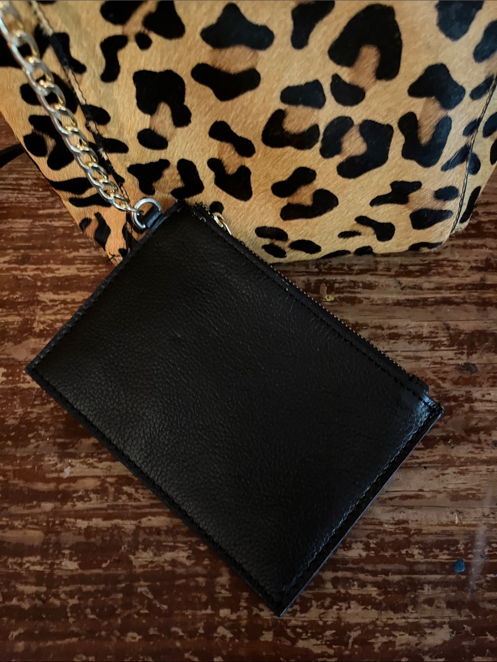 Leopard Print Calf Hair Leather Crossbody/ Satchel - Picture 2 of 10